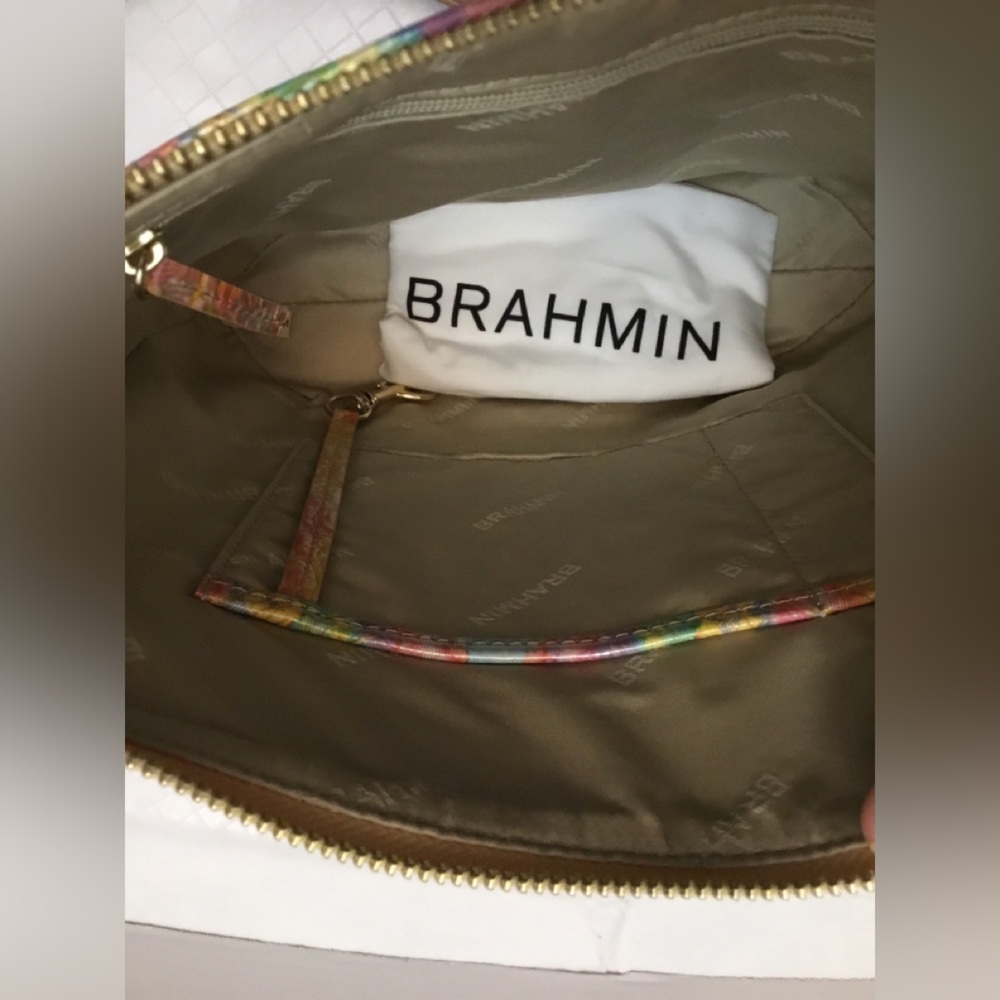 Brahmin Vibrant Shoulder Bag in Yellow, Pink, and Blue - Picture 5 of 16